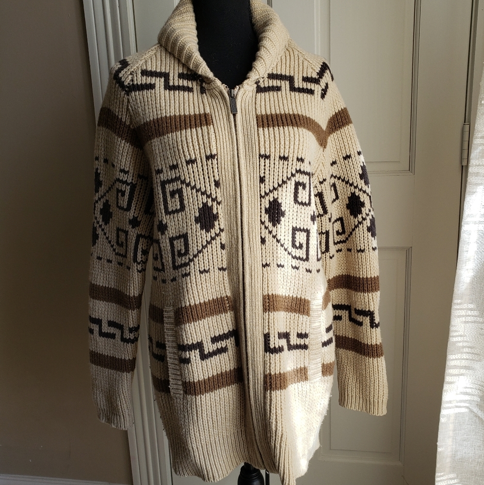 Pendleton Beige and Brown Patterned Cardigan